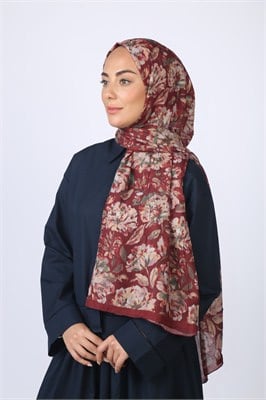 Desenli Vual Kraş Şal Bordo