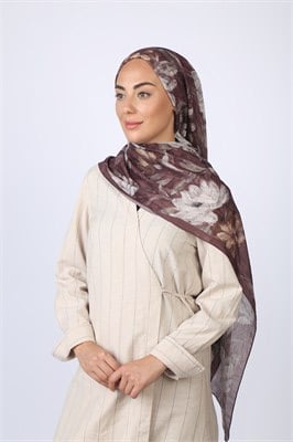 Desenli Vual Kraş Şal Mürdüm