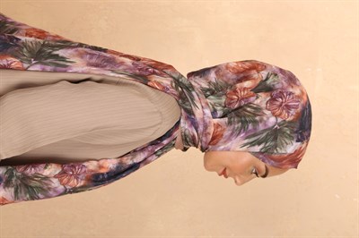 Desenli Vual Kraş Şal Nude