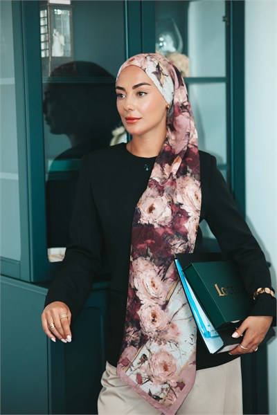 Desenli Vual Kraş Şal Pembe