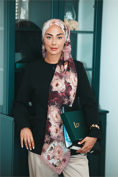 Desenli Vual Kraş Şal Pembe