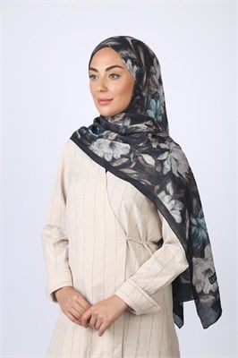 Desenli Vual Kraş Şal Siyah