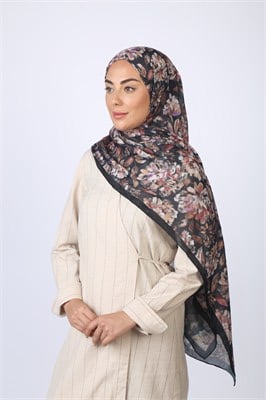 Desenli Vual Kraş Şal Siyah