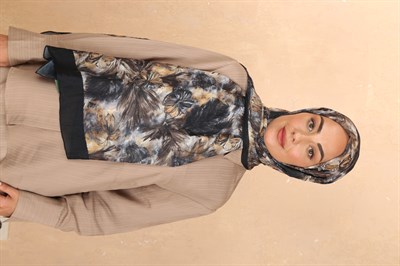 Desenli Vual Kraş Şal Siyah