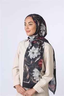 Desenli Vual Kraş Şal Siyah 2