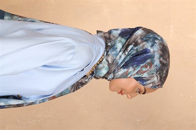 Desenli Vual Kraş Şal Turkuaz