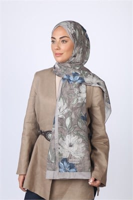 Desenli Vual Kraş Şal Vizon