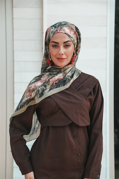Desenli Vual Kraş Şal Yeşil