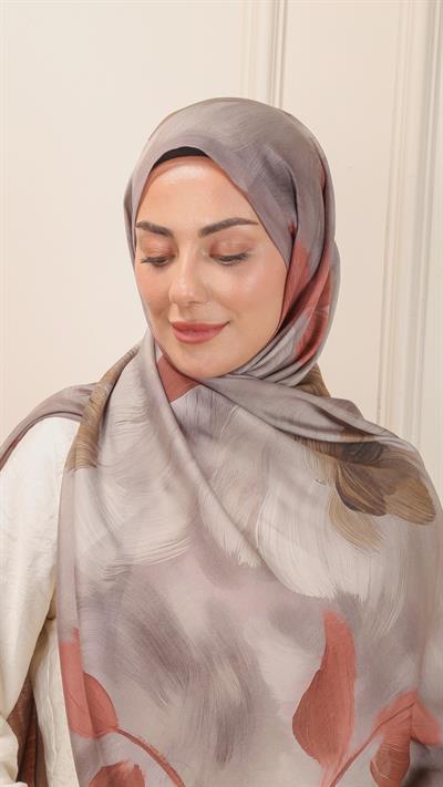 Locella Desenli Modal Şal Koyu Vizon-2