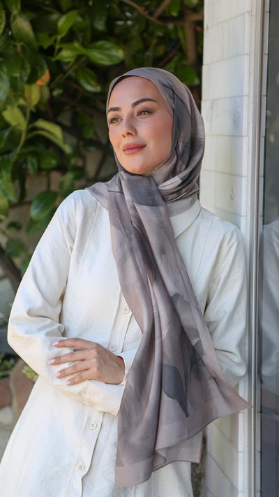 Locella Desenli Modal Şal Vizon-9