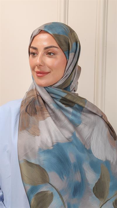 Locella Desenli Modal Şal DenizMavi-4
