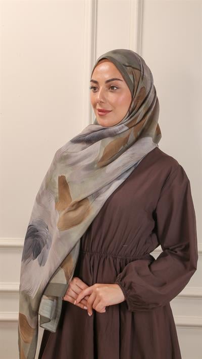 Locella Desenli Modal Şal Yeşil-7