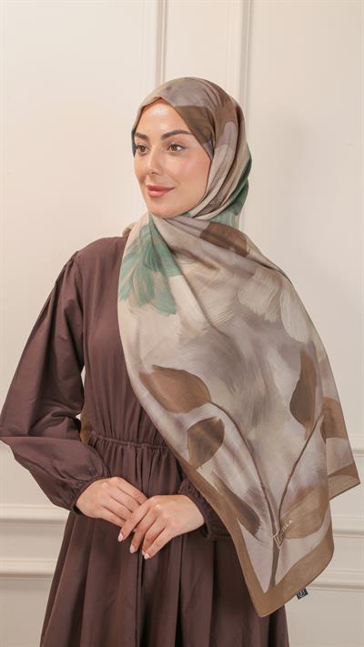 Locella Desenli Modal Şal Tozlu Kahve-3