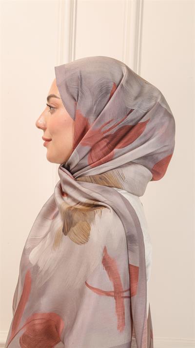 Locella Desenli Modal Şal Koyu Vizon-2
