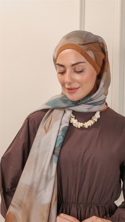 Locella Desenli Modal Şal Taba-5