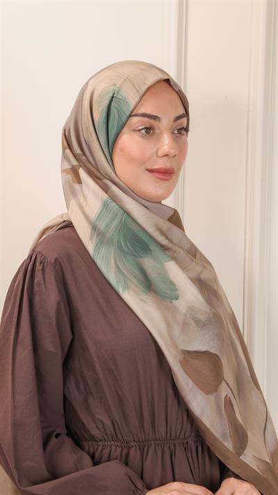 Locella Desenli Modal Şal Tozlu Kahve-3