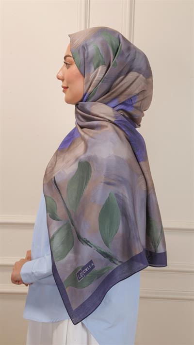 Locella Desenli Modal Şal Morcivert-1 