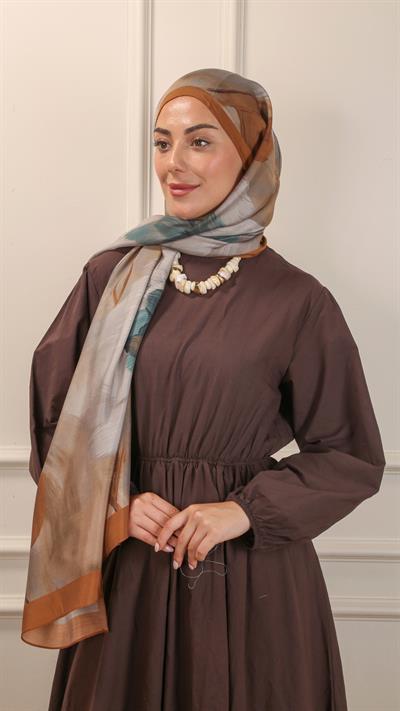 Locella Desenli Modal Şal Taba-5