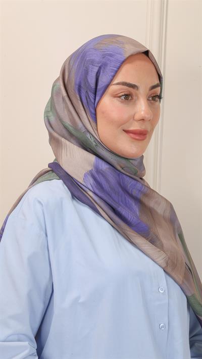 Locella Desenli Modal Şal Morcivert-1 