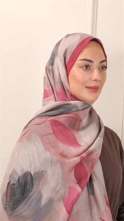 Locella Desenli Modal Şal Fuşya-10
