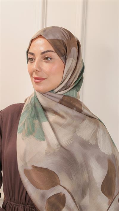 Locella Desenli Modal Şal Tozlu Kahve-3