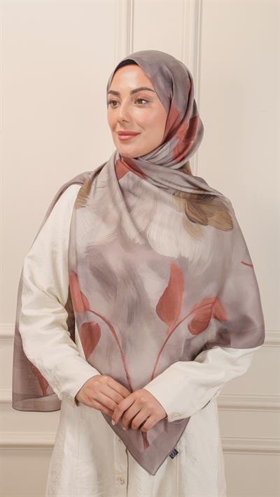 Locella Desenli Modal Şal Koyu Vizon-2