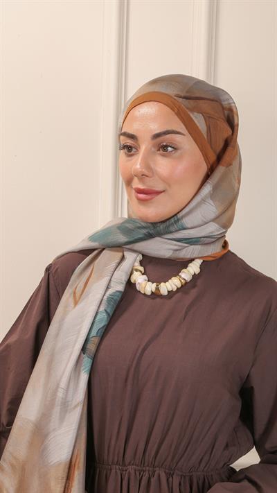 Locella Desenli Modal Şal Taba-5