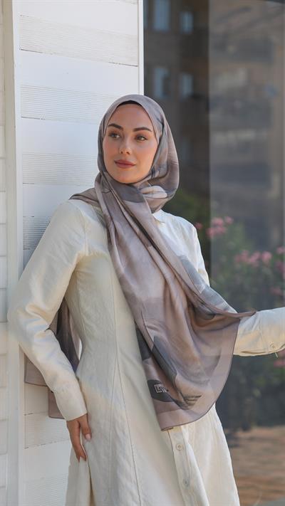 Locella Desenli Modal Şal Vizon-9