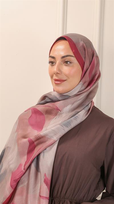 Locella Desenli Modal Şal Fuşya-10