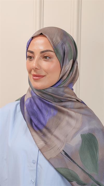 Locella Desenli Modal Şal Morcivert-1 