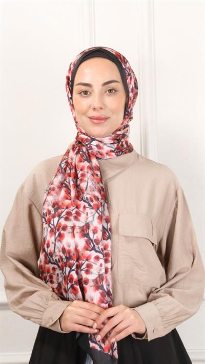 Locella İdol İpek Şal Kırmızı-10