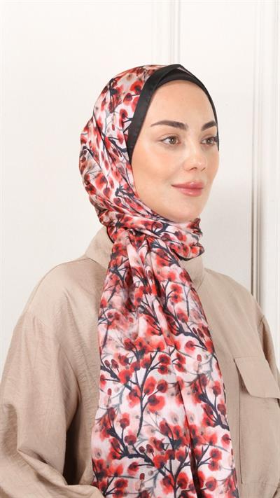 Locella İdol İpek Şal Kırmızı-10