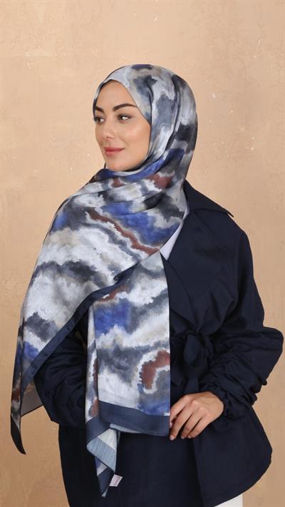 Locella İdol İpek Şal Lacivert-2