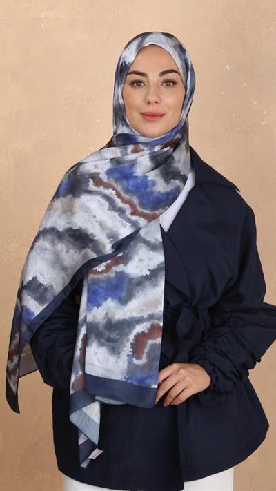 Locella İdol İpek Şal Lacivert-2
