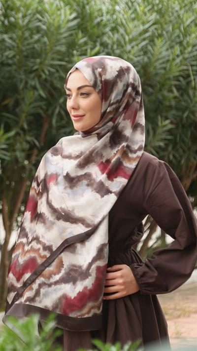 Locella İdol İpek Şal Petrol Kahve-4