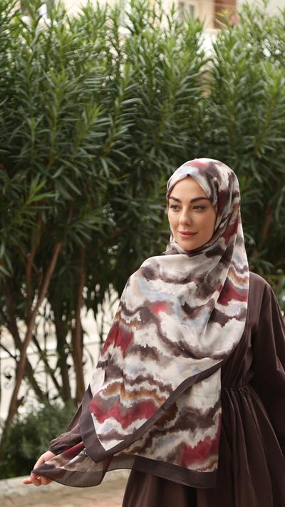 Locella İdol İpek Şal Petrol Kahve-4