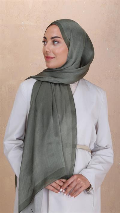 Locella İdol İpek Şal Zeytin Yeşili-6