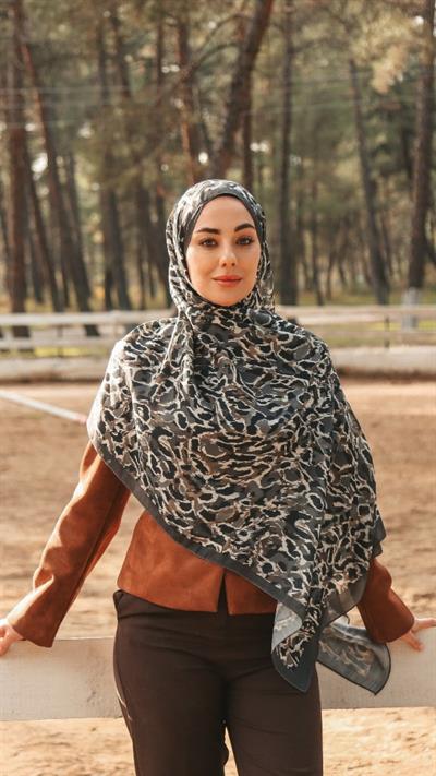 Locella Koza Pamuk Şal-Antrasit-8