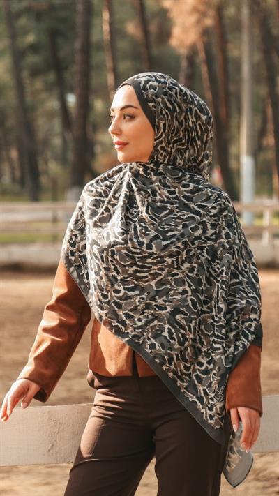Locella Koza Pamuk Şal-Antrasit-8