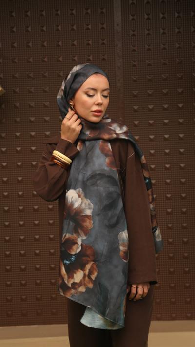 Locella Koza Pamuk Şal Antrasit