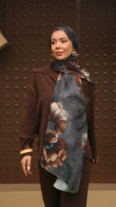 Locella Koza Pamuk Şal Antrasit