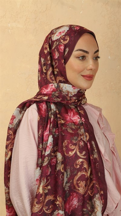 Locella Koza Pamuk Şal Bordo