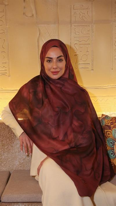 Locella Koza Pamuk Şal-Bordo-7