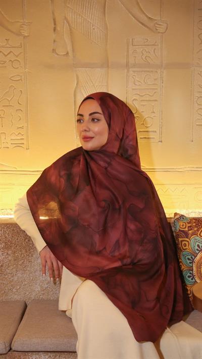 Locella Koza Pamuk Şal-Bordo-7