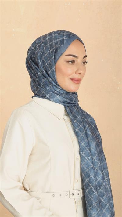 Locella Koza Pamuk Şal Deniz Mavi