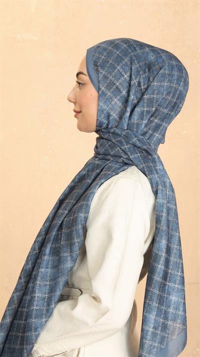 Locella Koza Pamuk Şal Deniz Mavi