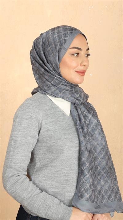 Locella Koza Pamuk Şal Gri
