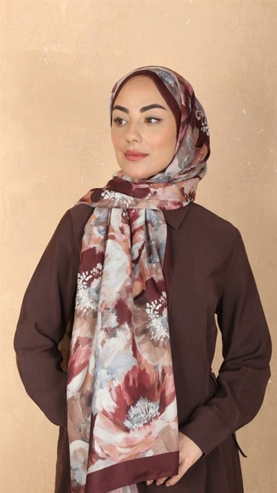 Locella Koza Pamuk Şal Kızıl Kahve