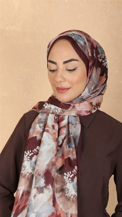 Locella Koza Pamuk Şal Kızıl Kahve