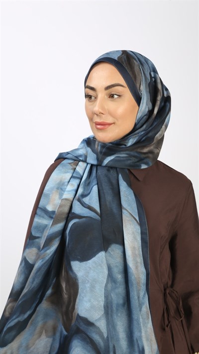 Locella Koza Pamuk Şal Koyu Mavi